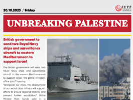 British government to send two Royal Navy ships and surveillance aircraft to eastern Mediterranean to support Israel